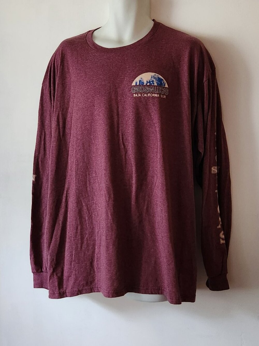 Yazbek long sleeve tee sz 2XL burgundy Cabo San Lucas Mexico VGUC